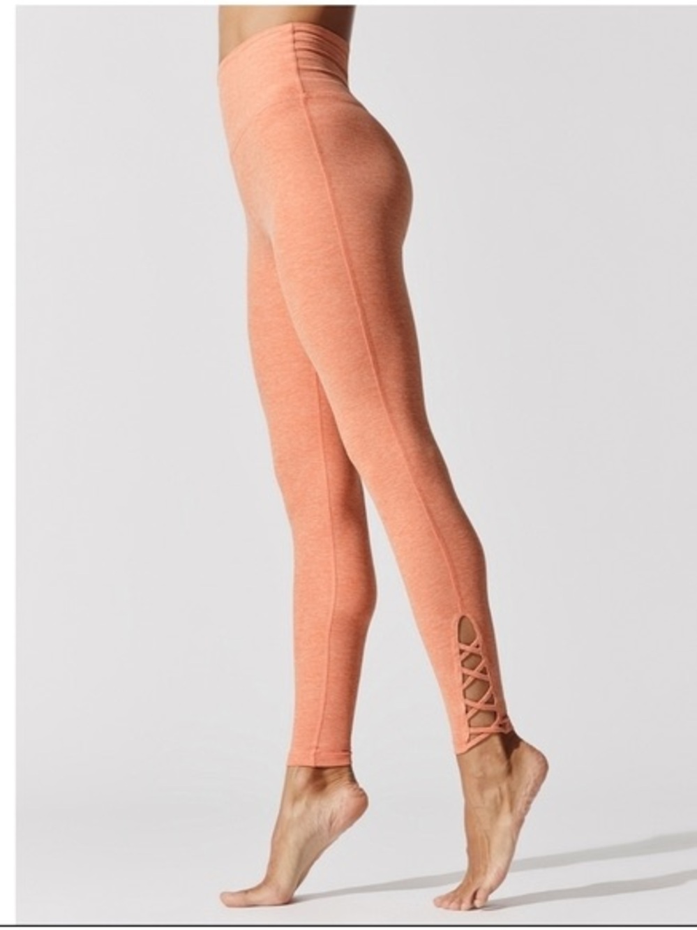 Beyond Yoga Peach Lattice-Ankle Leggings